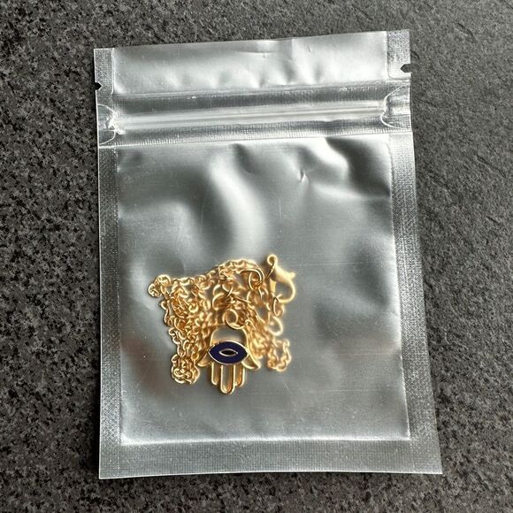 NEW Hamsa Hand of Fatima Pendant Good Luck Charm Adjustable Necklace 16 to 18-in - Picture 8 of 8